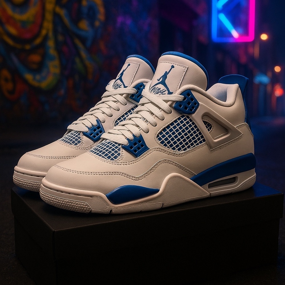 Nike Air White and Blue Athletic Shoes